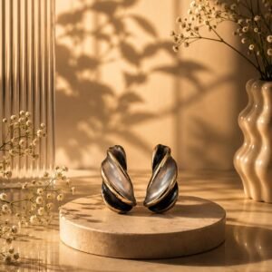 Teardrop leaf Earings ( Blue & Silver)